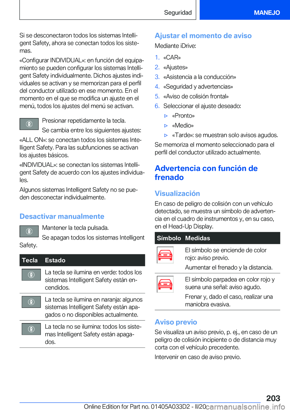 BMW X5 M 2020  Manuales de Empleo (in Spanish) �S�i��s�e��d�e�s�c�o�n�e�c�t�a�r�o�n��t�o�d�o�s��l�o�s��s�i�s�t�e�m�a�s��I�n�t�e�l�l�iª
�g�e�n�t��S�a�f�e�t�y�,��a�h�o�r�a��s�e��c�o�n�e�c�t�a�n��t�o�d�o�s��l�o�s��s�i�s�t�eª
�m�a�s�.