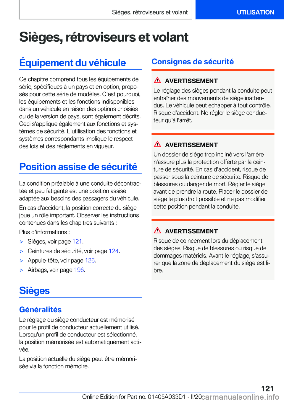 BMW X5 M 2020  Notices Demploi (in French) �S�i�è�g�e�s�,��r�é�t�r�o�v�i�s�e�u�r�s��e�t��v�o�l�a�n�t�