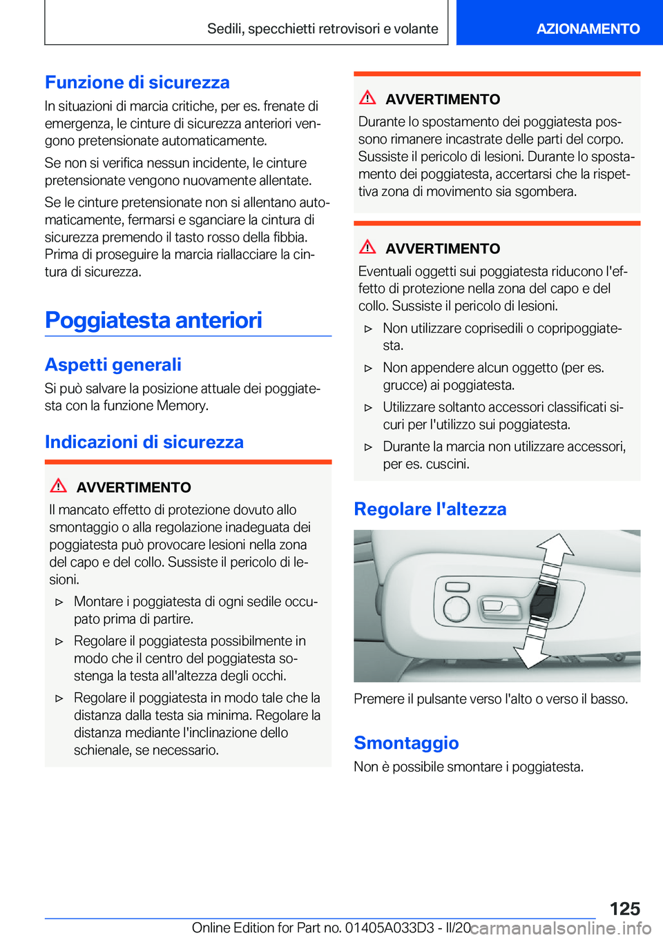 BMW X5 M 2020  Libretti Di Uso E manutenzione (in Italian) �F�u�n�z�i�o�n�e��d�i��s�i�c�u�r�e�z�z�a�I�n��s�i�t�u�a�z�i�o�n�i��d�i��m�a�r�c�i�a��c�r�i�t�i�c�h�e�,��p�e�r��e�s�.��f�r�e�n�a�t�e��d�i
�e�m�e�r�g�e�n�z�a�,��l�e��c�i�n�t�u�r�e��d�i��s�