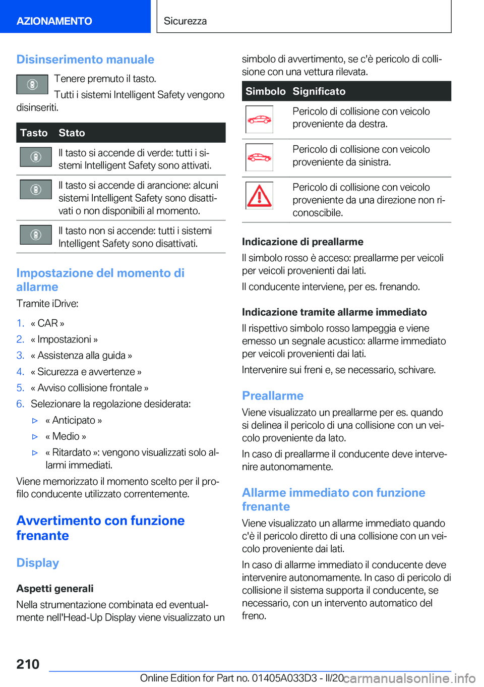 BMW X5 M 2020  Libretti Di Uso E manutenzione (in Italian) �D�i�s�i�n�s�e�r�i�m�e�n�t�o��m�a�n�u�a�l�e�T�e�n�e�r�e��p�r�e�m�u�t�o��i�l��t�a�s�t�o�.
�T�u�t�t�i��i��s�i�s�t�e�m�i��I�n�t�e�l�l�i�g�e�n�t��S�a�f�e�t�y��v�e�n�g�o�n�o
�d�i�s�i�n�s�e�r�i�t�i