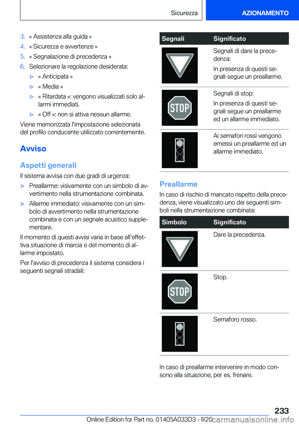 BMW X5 M 2020  Libretti Di Uso E manutenzione (in Italian) �3�.�«��A�s�s�i�s�t�e�n�z�a��a�l�l�a��g�u�i�d�a��{�4�.�«��S�i�c�u�r�e�z�z�a��e��a�v�v�e�r�t�e�n�z�e��{�5�.�«��S�e�g�n�a�l�a�z�i�o�n�e��d�i��p�r�e�c�e�d�e�n�z�a��{�6�.�S�e�l�e�z�i�o�n�a�