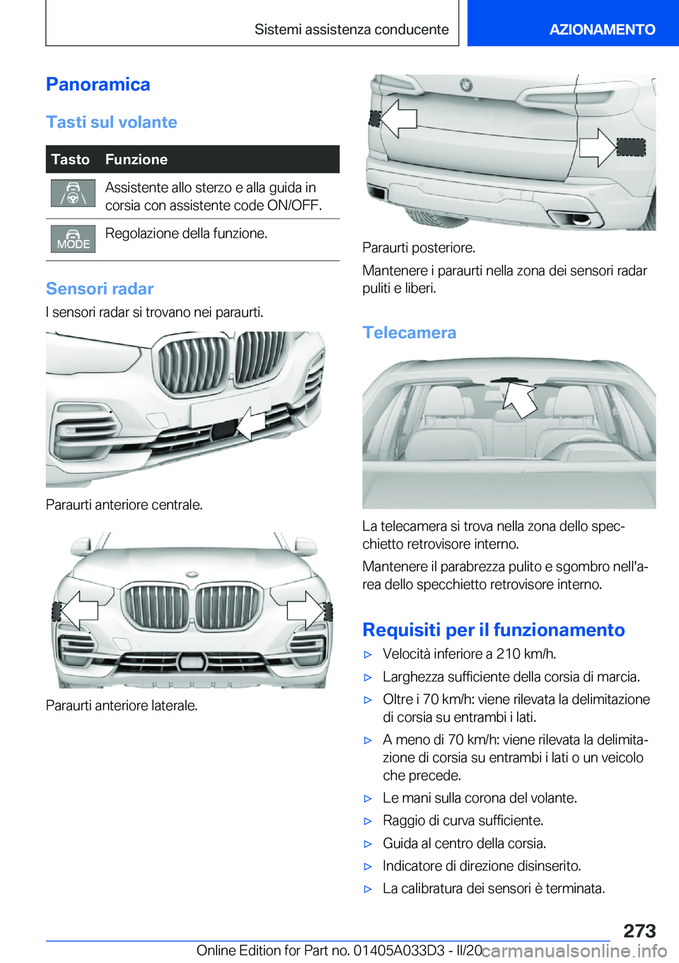 BMW X5 M 2020  Libretti Di Uso E manutenzione (in Italian) �P�a�n�o�r�a�m�i�c�a�T�a�s�t�i��s�u�l��v�o�l�a�n�t�e�T�a�s�t�o�F�u�n�z�i�o�n�e�A�s�s�i�s�t�e�n�t�e��a�l�l�o��s�t�e�r�z�o��e��a�l�l�a��g�u�i�d�a��i�n
�c�o�r�s�i�a��c�o�n��a�s�s�i�s�t�e�n�t�e�