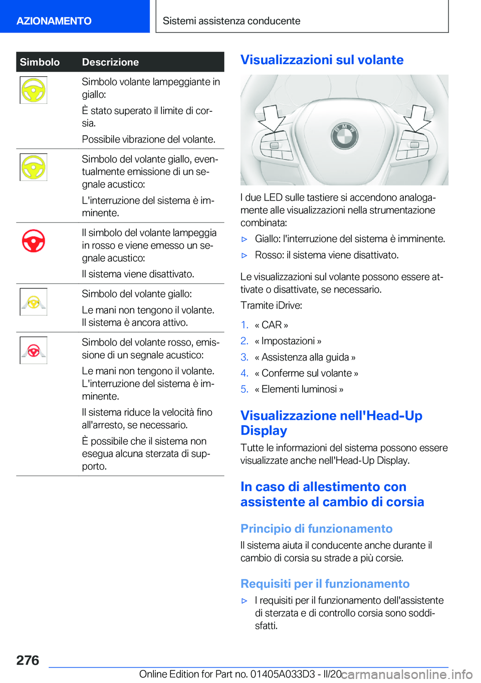BMW X5 M 2020  Libretti Di Uso E manutenzione (in Italian) �S�i�m�b�o�l�o�D�e�s�c�r�i�z�i�o�n�e�S�i�m�b�o�l�o��v�o�l�a�n�t�e��l�a�m�p�e�g�g�i�a�n�t�e��i�n
�g�i�a�l�l�o�:
�