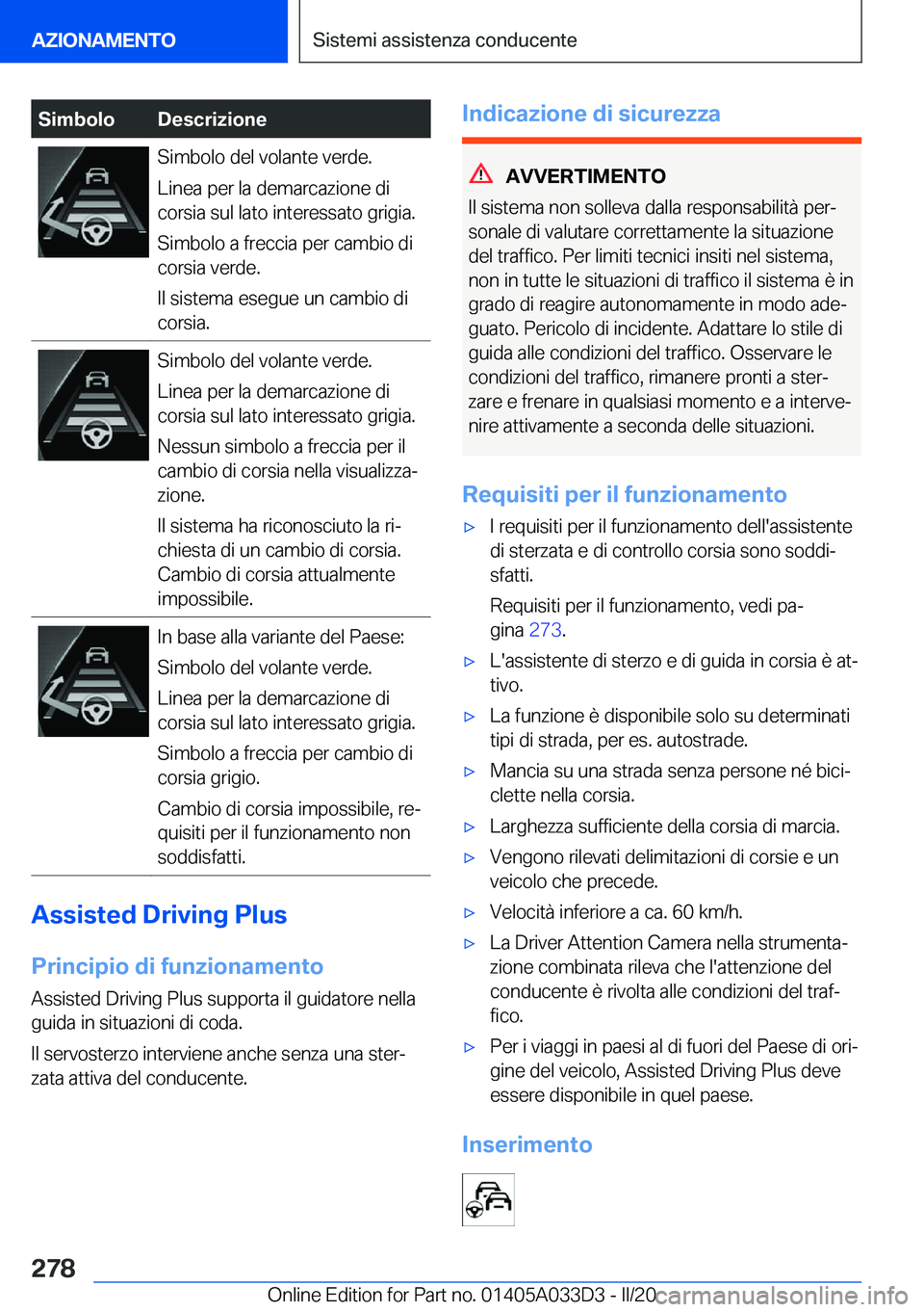 BMW X5 M 2020  Libretti Di Uso E manutenzione (in Italian) �S�i�m�b�o�l�o�D�e�s�c�r�i�z�i�o�n�e�S�i�m�b�o�l�o��d�e�l��v�o�l�a�n�t�e��v�e�r�d�e�.
�L�i�n�e�a��p�e�r��l�a��d�e�m�a�r�c�a�z�i�o�n�e��d�i
�c�o�r�s�i�a��s�u�l��l�a�t�o��i�n�t�e�r�e�s�s�a�t�o