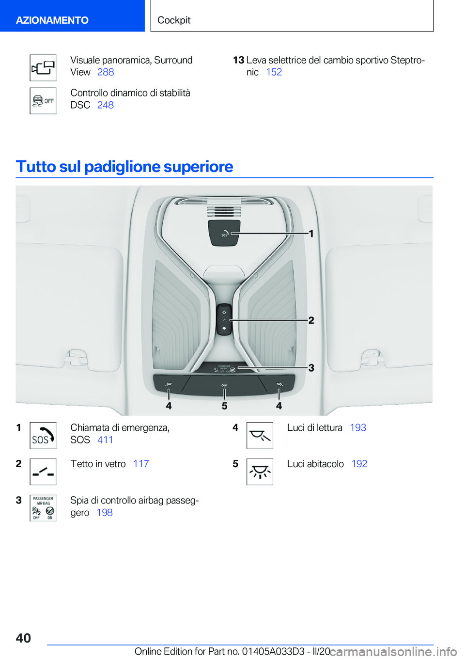 BMW X5 M 2020  Libretti Di Uso E manutenzione (in Italian) �V�i�s�u�a�l�e��p�a�n�o�r�a�m�i�c�a�,��S�u�r�r�o�u�n�d
�V�i�e�w\_ �2�8�8�C�o�n�t�r�o�l�l�o��d�i�n�a�m�i�c�o��d�i��s�t�a�b�i�l�i�t�