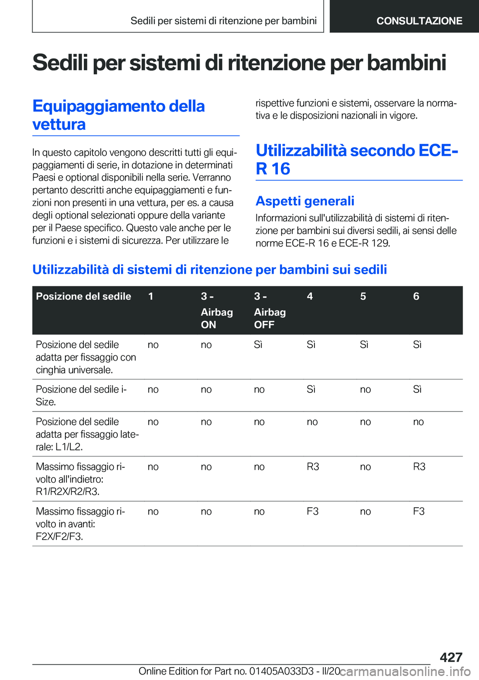 BMW X5 M 2020  Libretti Di Uso E manutenzione (in Italian) �S�e�d�i�l�i��p�e�r��s�i�s�t�e�m�i��d�i��r�i�t�e�n�z�i�o�n�e��p�e�r��b�a�m�b�i�n�i�E�q�u�i�p�a�g�g�i�a�m�e�n�t�o��d�e�l�l�a�v�e�t�t�u�r�a
�I�n��q�u�e�s�t�o��c�a�p�i�t�o�l�o��v�e�n�g�o�n�o��