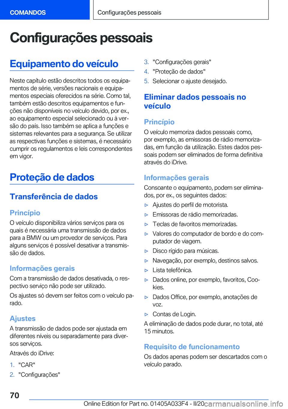 BMW X5 M 2020  Manual do condutor (in Portuguese) �C�o�n�f�i�g�u�r�a�