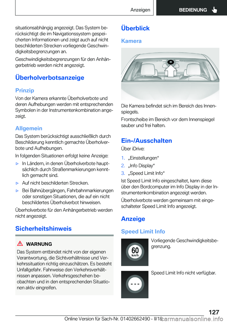 BMW X5 M 2018  Betriebsanleitungen (in German) �s�i�t�u�a�t�i�o�n�s�a�b�h�