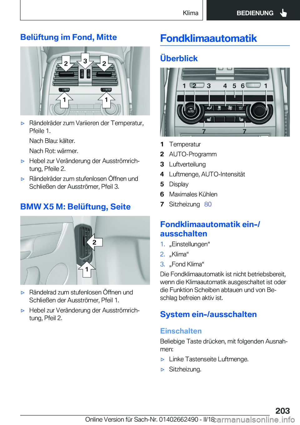 BMW X5 M 2018  Betriebsanleitungen (in German) �B�e�l�