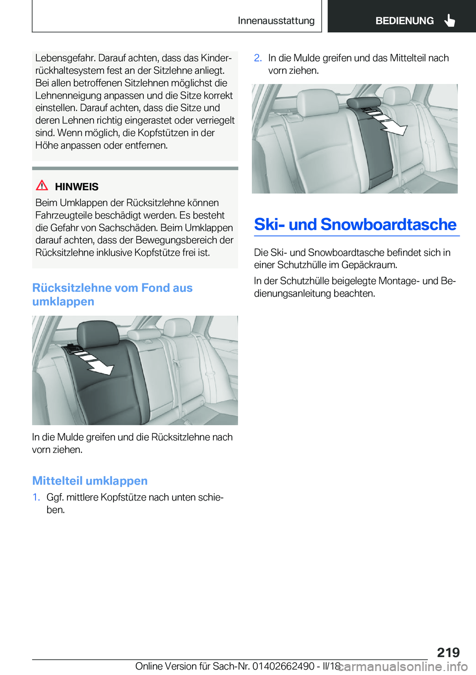BMW X5 M 2018  Betriebsanleitungen (in German) �L�e�b�e�n�s�g�e�f�a�h�r�.� �D�a�r�a�u�f� �a�c�h�t�e�n�,� �d�a�s�s� �d�a�s� �K�i�n�d�e�rj�r�