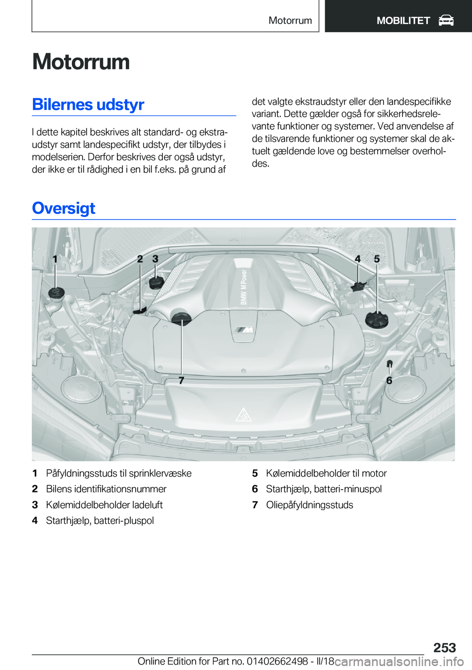 BMW X5 M 2018  InstruktionsbØger (in Danish) �M�o�t�o�r�r�u�m�B�i�l�e�r�n�e�s��u�d�s�t�y�r
�I� �d�e�t�t�e� �k�a�p�i�t�e�l� �b�e�s�k�r�i�v�e�s� �a�l�t� �s�t�a�n�d�a�r�d�-� �o�g� �e�k�s�t�r�aj
�u�d�s�t�y�r� �s�a�m�t� �l�a�n�d�e�s�p�e�c�i�f�i�k�t