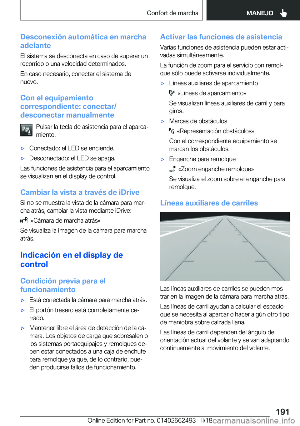 BMW X5 M 2018  Manuales de Empleo (in Spanish) �D�e�s�c�o�n�e�x�i�
