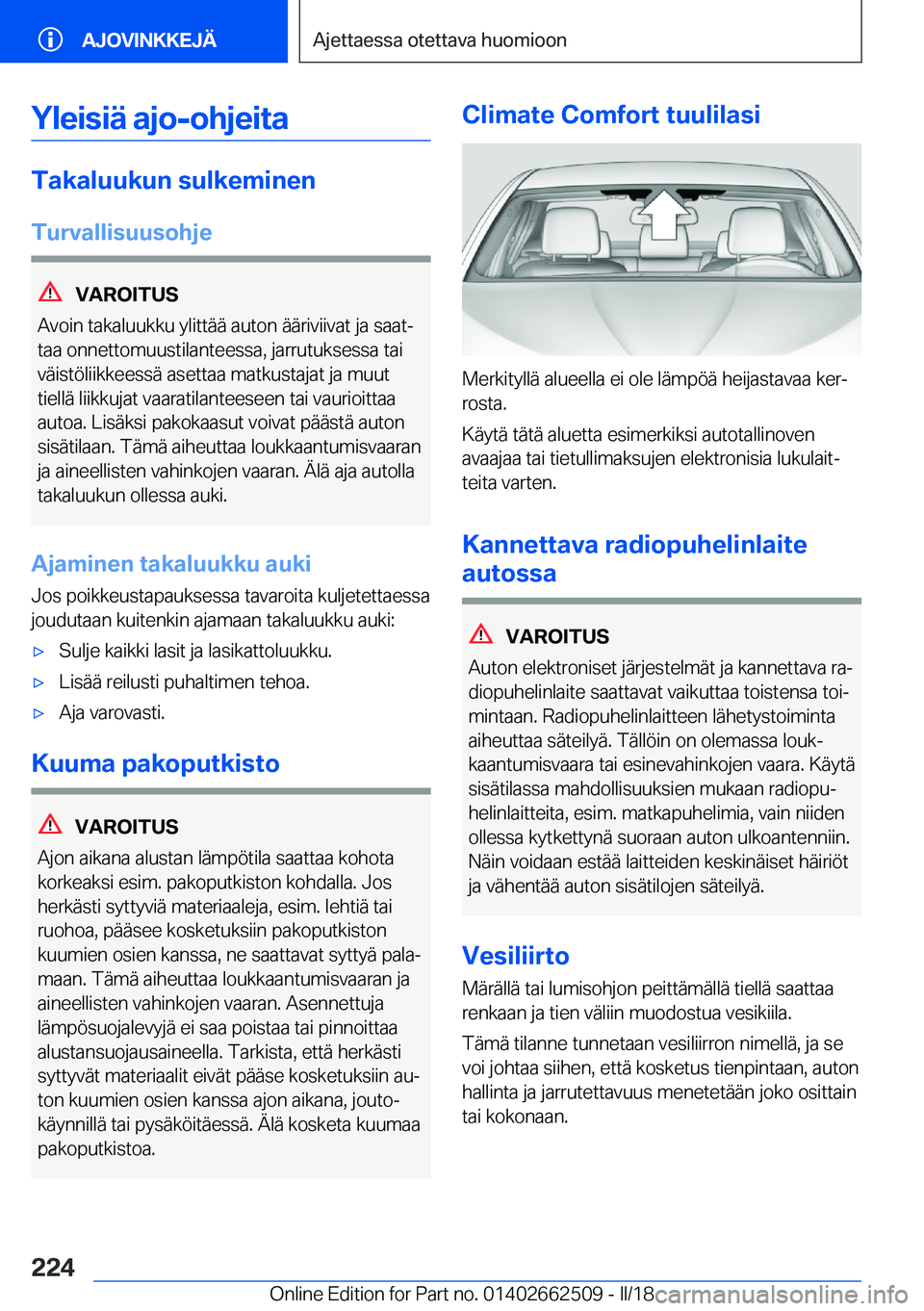 BMW X5 M 2018  Omistajan Käsikirja (in Finnish) �Y�l�e�i�s�i�