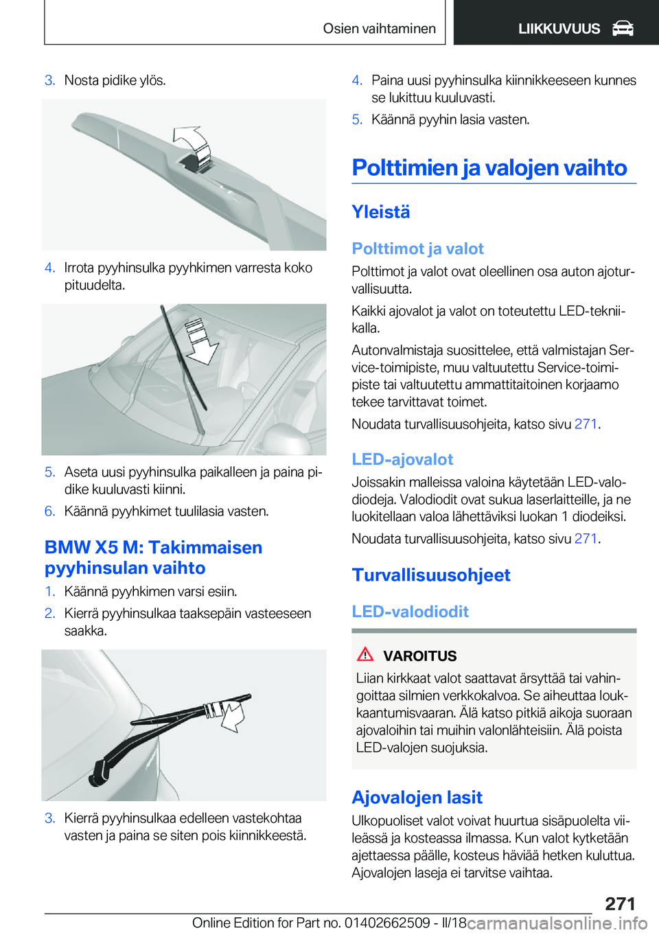 BMW X5 M 2018  Omistajan Käsikirja (in Finnish) �3�.�N�o�s�t�a� �p�i�d�i�k�e� �y�l�
