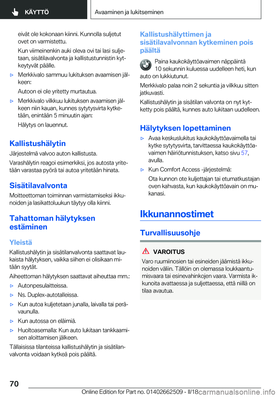 BMW X5 M 2018  Omistajan Käsikirja (in Finnish) �e�i�v�
