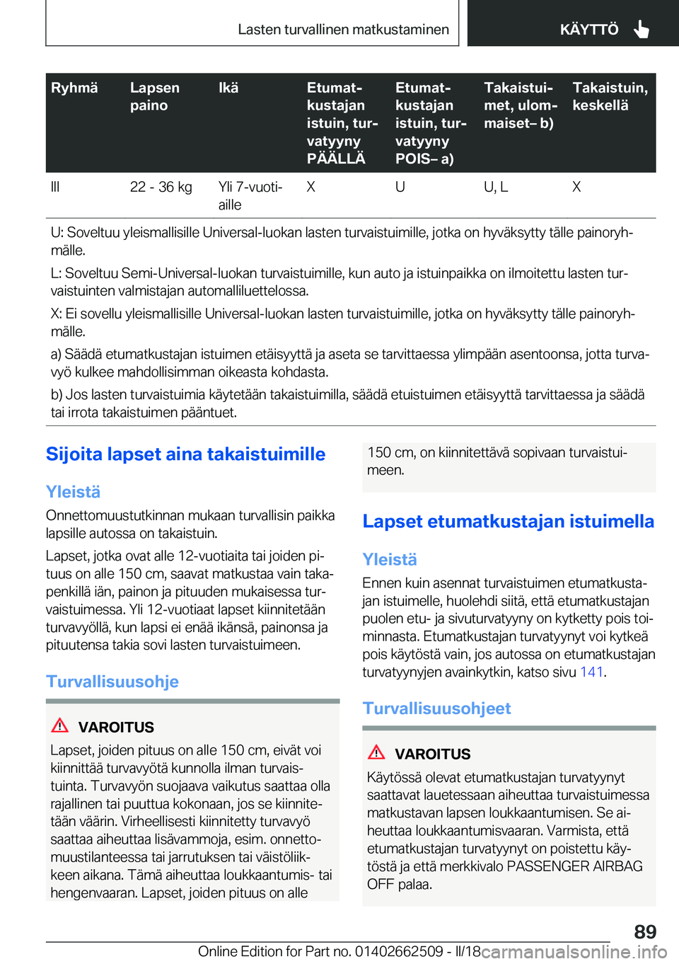 BMW X5 M 2018  Omistajan Käsikirja (in Finnish) �R�y�h�m�