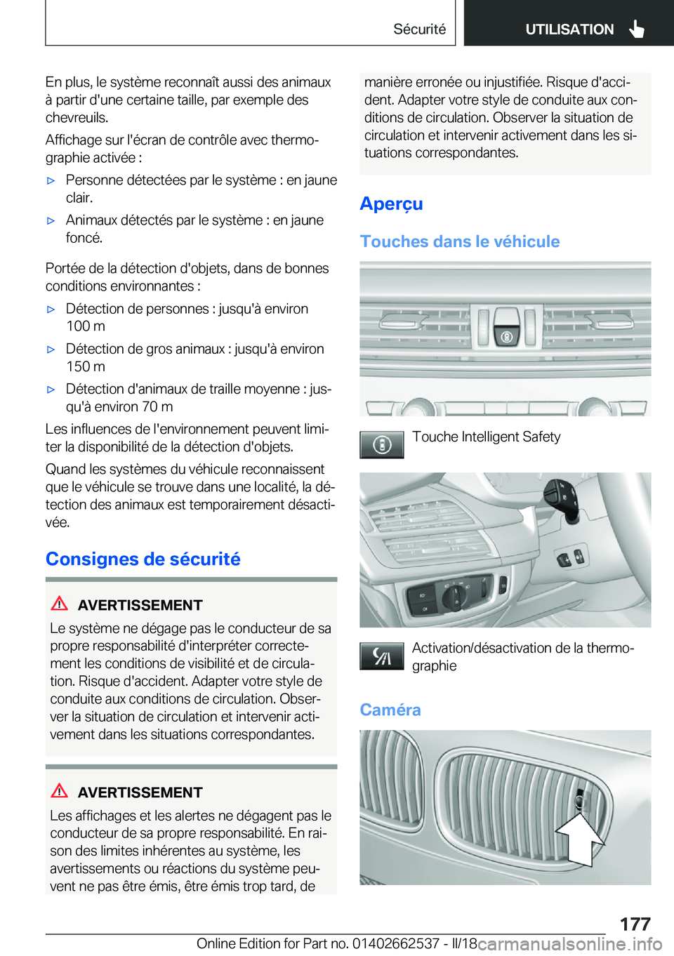 BMW X5 M 2018  Notices Demploi (in French) �E�n� �p�l�u�s�,� �l�e� �s�y�s�t�è�m�e� �r�e�c�o�n�n�a�î�t� �a�u�s�s�i� �d�e�s� �a�n�i�m�a�u�x�