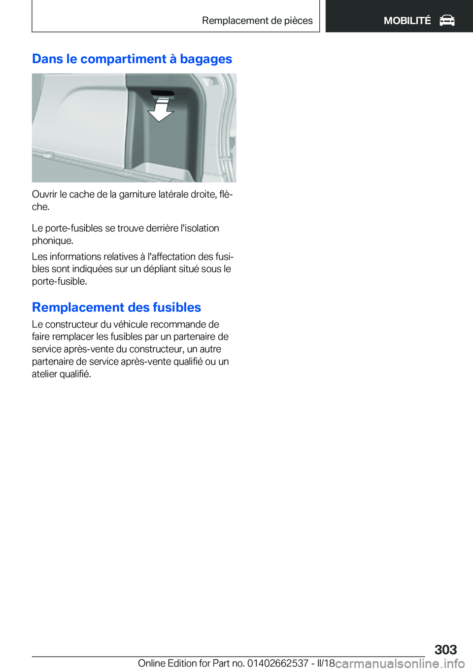 BMW X5 M 2018  Notices Demploi (in French) �D�a�n�s��l�e��c�o�m�p�a�r�t�i�m�e�n�t��