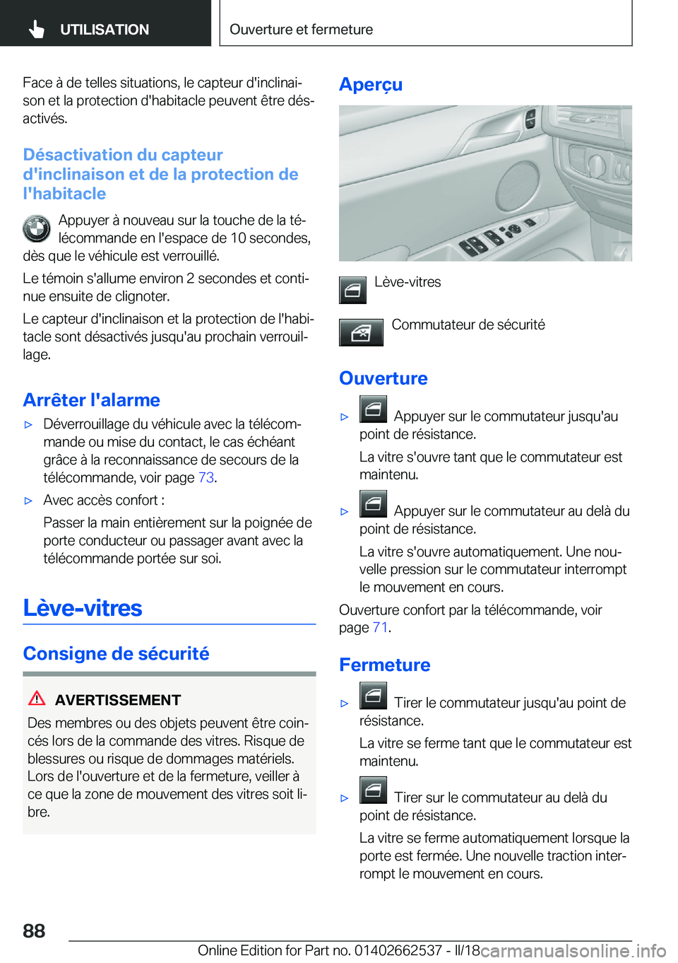 BMW X5 M 2018  Notices Demploi (in French) �F�a�c�e� �