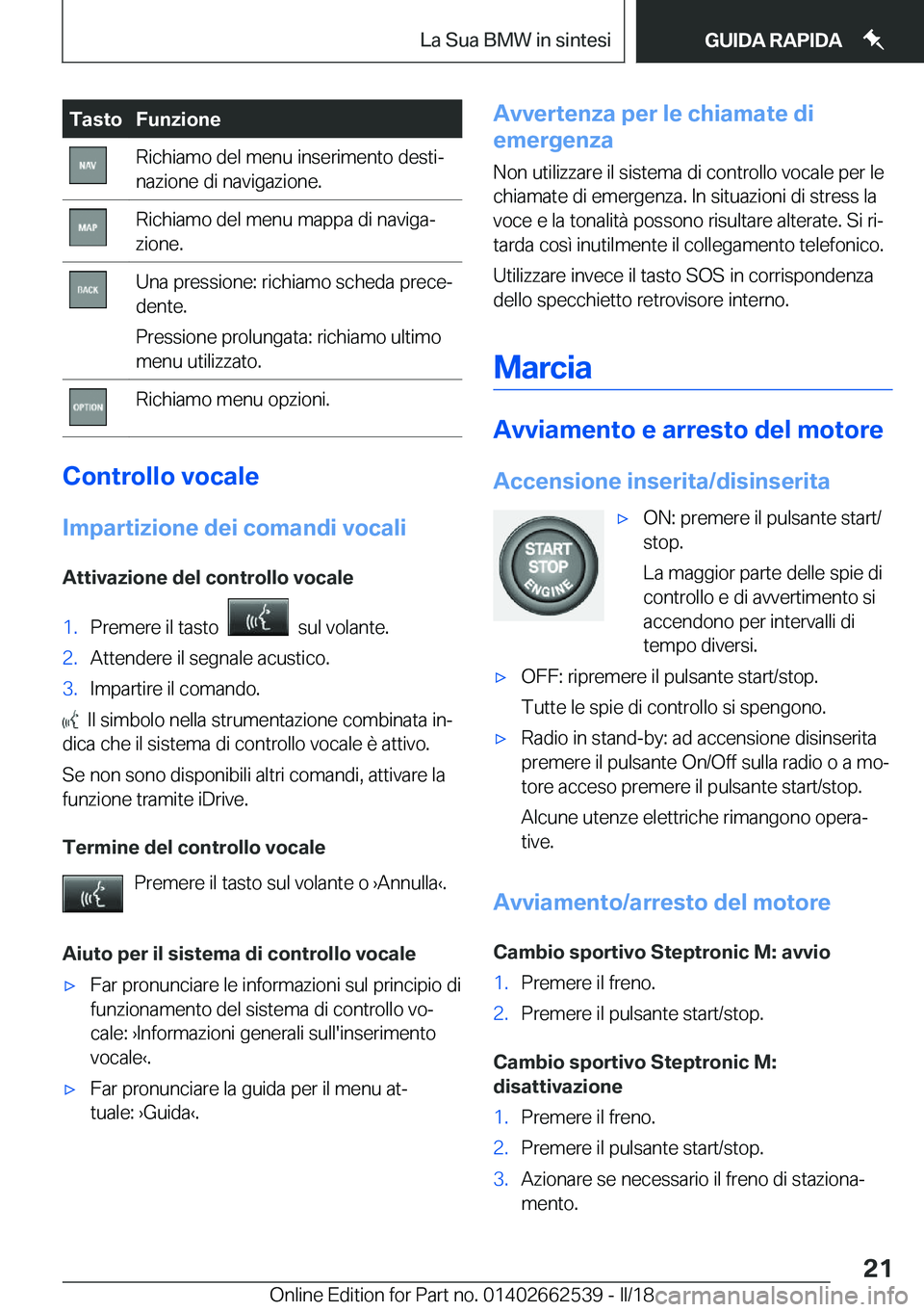 BMW X5 M 2018  Libretti Di Uso E manutenzione (in Italian) �T�a�s�t�o�F�u�n�z�i�o�n�e�R�i�c�h�i�a�m�o� �d�e�l� �m�e�n�u� �i�n�s�e�r�i�m�e�n�t�o� �d�e�s�t�iª
�n�a�z�i�o�n�e� �d�i� �n�a�v�i�g�a�z�i�o�n�e�.�R�i�c�h�i�a�m�o� �d�e�l� �m�e�n�u� �m�a�p�p�a� �d�i� 