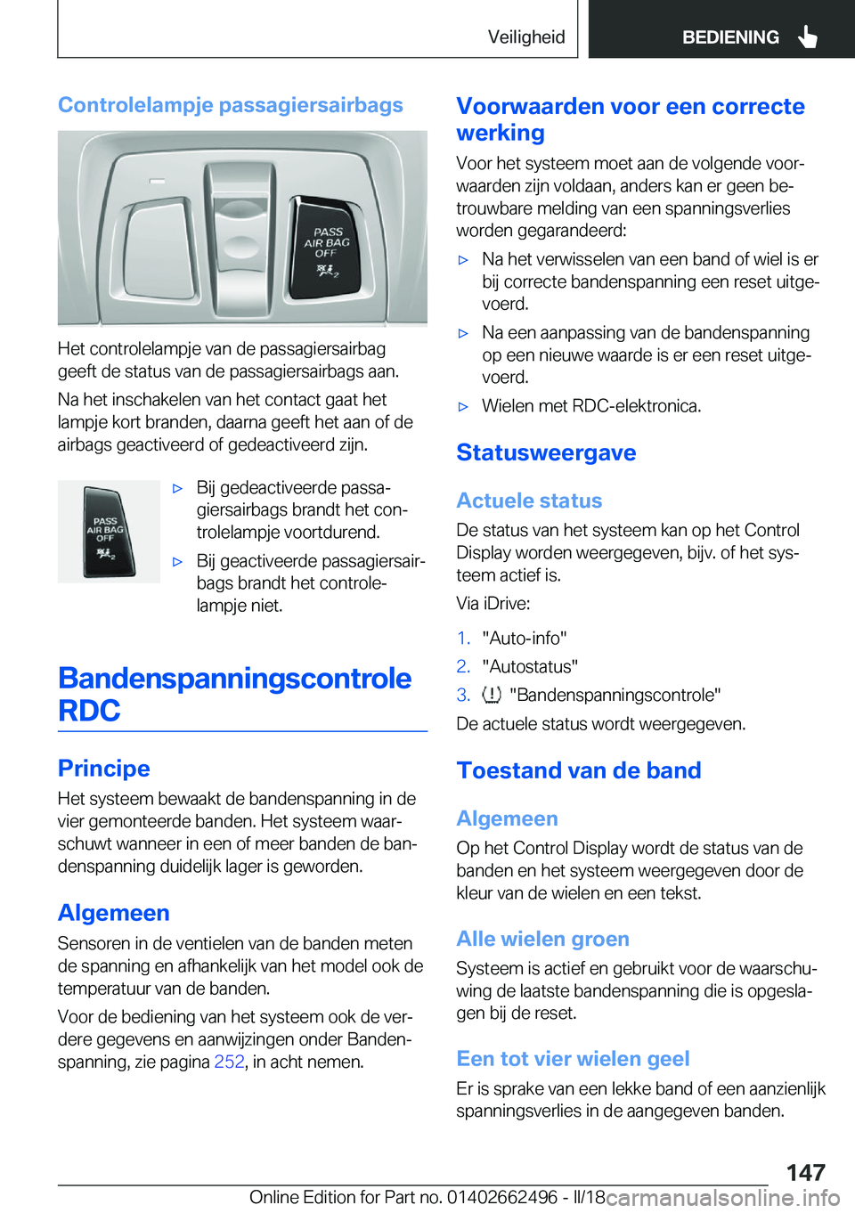 BMW X5 M 2018  Instructieboekjes (in Dutch) �C�o�n�t�r�o�l�e�l�a�m�p�j�e��p�a�s�s�a�g�i�e�r�s�a�i�r�b�a�g�s
�H�e�t� �c�o�n�t�r�o�l�e�l�a�m�p�j�e� �v�a�n� �d�e� �p�a�s�s�a�g�i�e�r�s�a�i�r�b�a�g
�g�e�e�f�t� �d�e� �s�t�a�t�u�s� �v�a�n� �d�e� �p�a