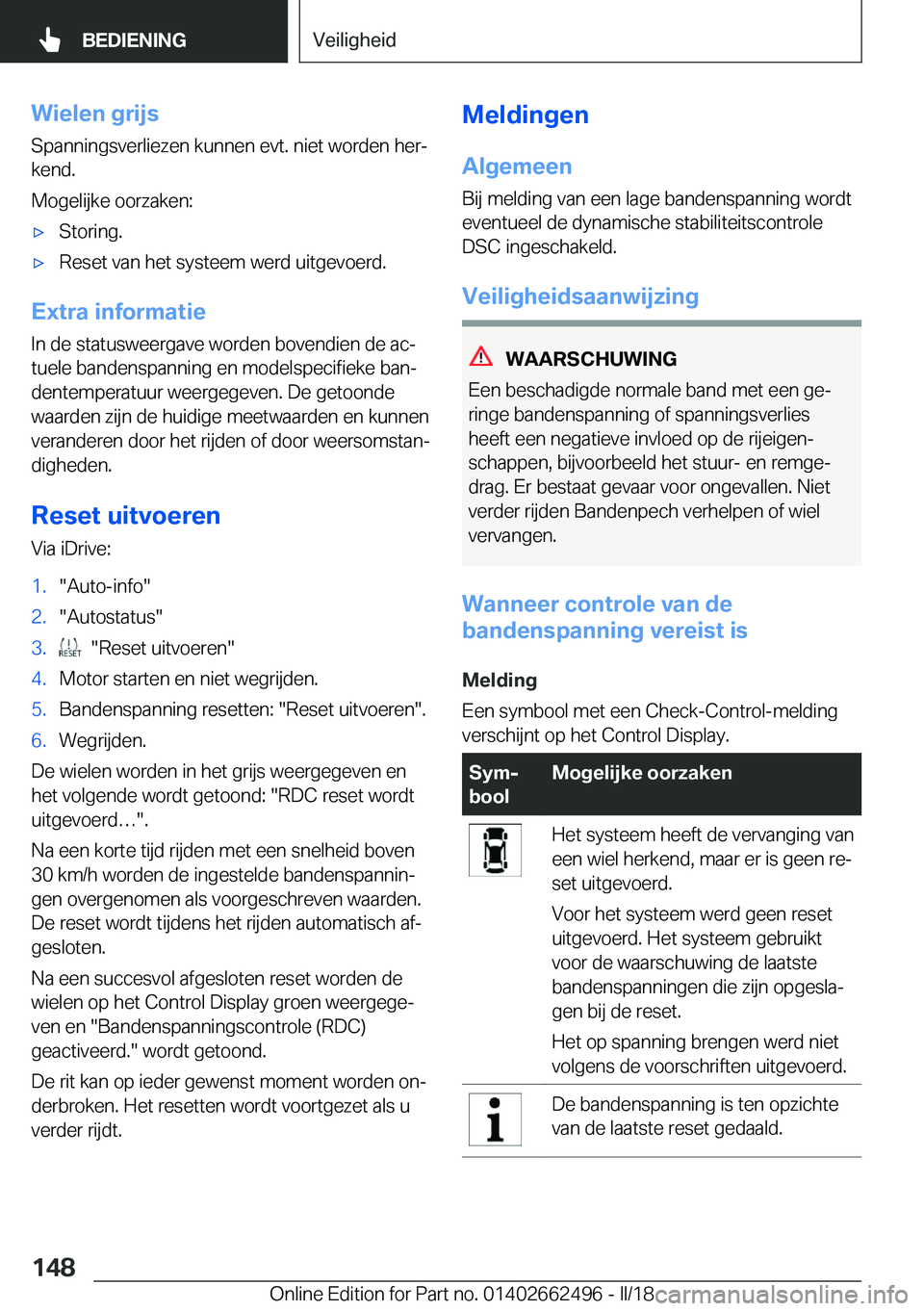 BMW X5 M 2018  Instructieboekjes (in Dutch) �W�i�e�l�e�n��g�r�i�j�s
�S�p�a�n�n�i�n�g�s�v�e�r�l�i�e�z�e�n� �k�u�n�n�e�n� �e�v�t�.� �n�i�e�t� �w�o�r�d�e�n� �h�e�rj
�k�e�n�d�.
�M�o�g�e�l�i�j�k�e� �o�o�r�z�a�k�e�n�:'x�S�t�o�r�i�n�g�.'x�R�