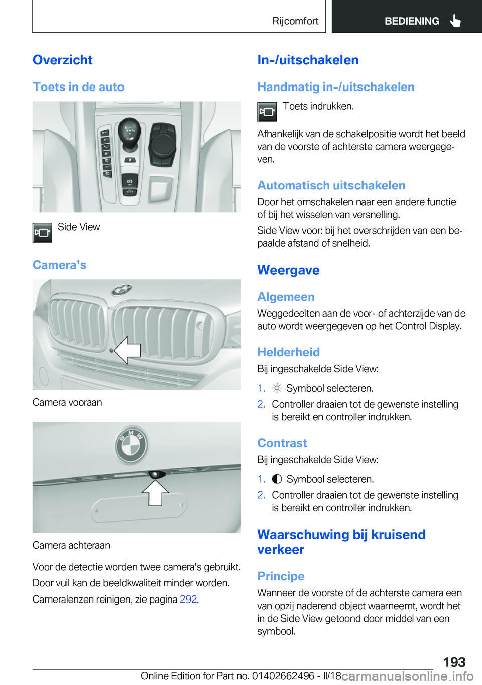 BMW X5 M 2018  Instructieboekjes (in Dutch) �O�v�e�r�z�i�c�h�t�T�o�e�t�s��i�n��d�e��a�u�t�o
�S�i�d�e� �V�i�e�w
�C�a�m�e�r�a�'�s
�C�a�m�e�r�a� �v�o�o�r�a�a�n
�C�a�m�e�r�a� �a�c�h�t�e�r�a�a�n
�V�o�o�r� �d�e� �d�e�t�e�c�t�i�e� �w�o�r�d�e�n�
