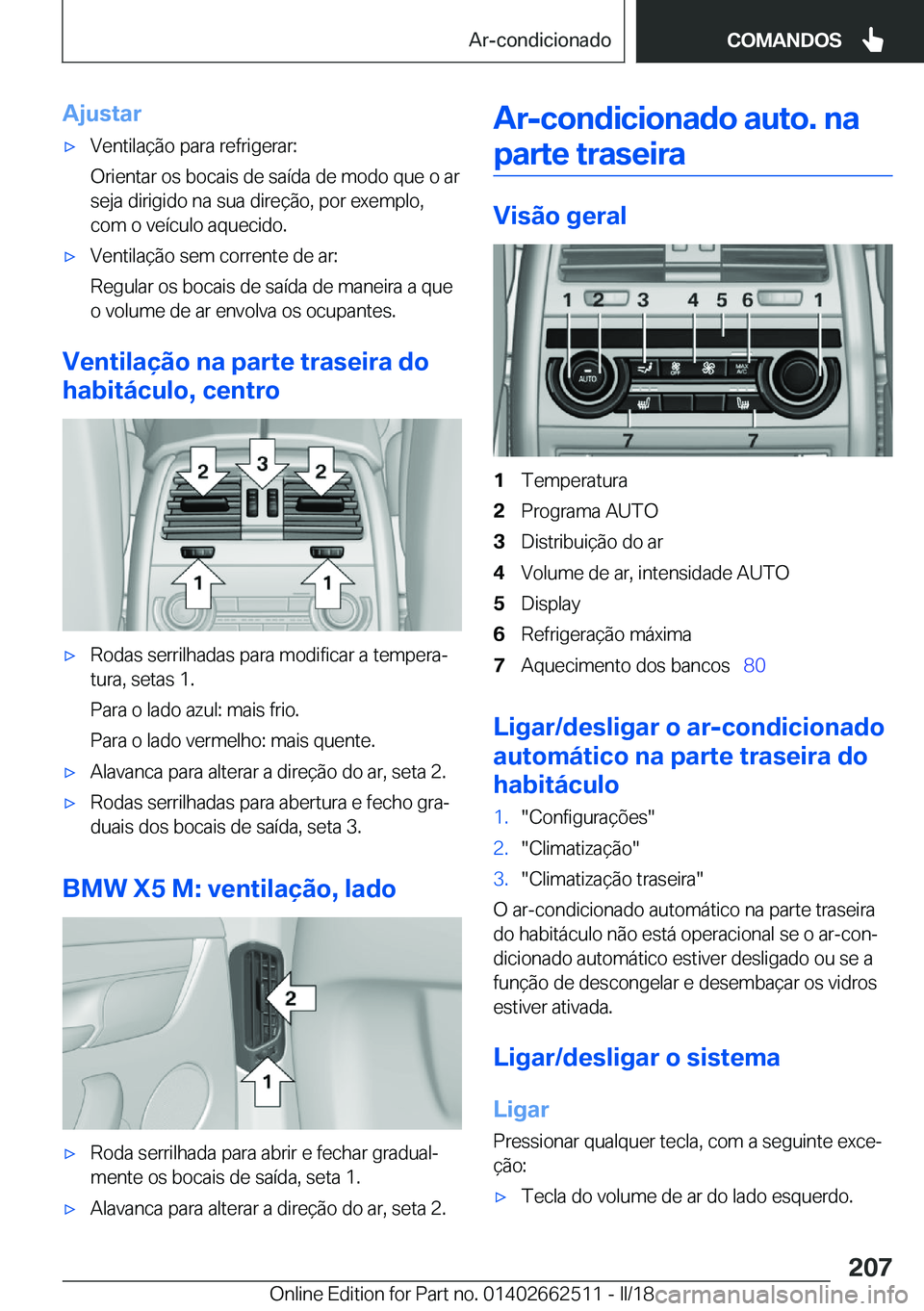 BMW X5 M 2018  Manual do condutor (in Portuguese) �A�j�u�s�t�a�r'x�V�e�n�t�i�l�a�