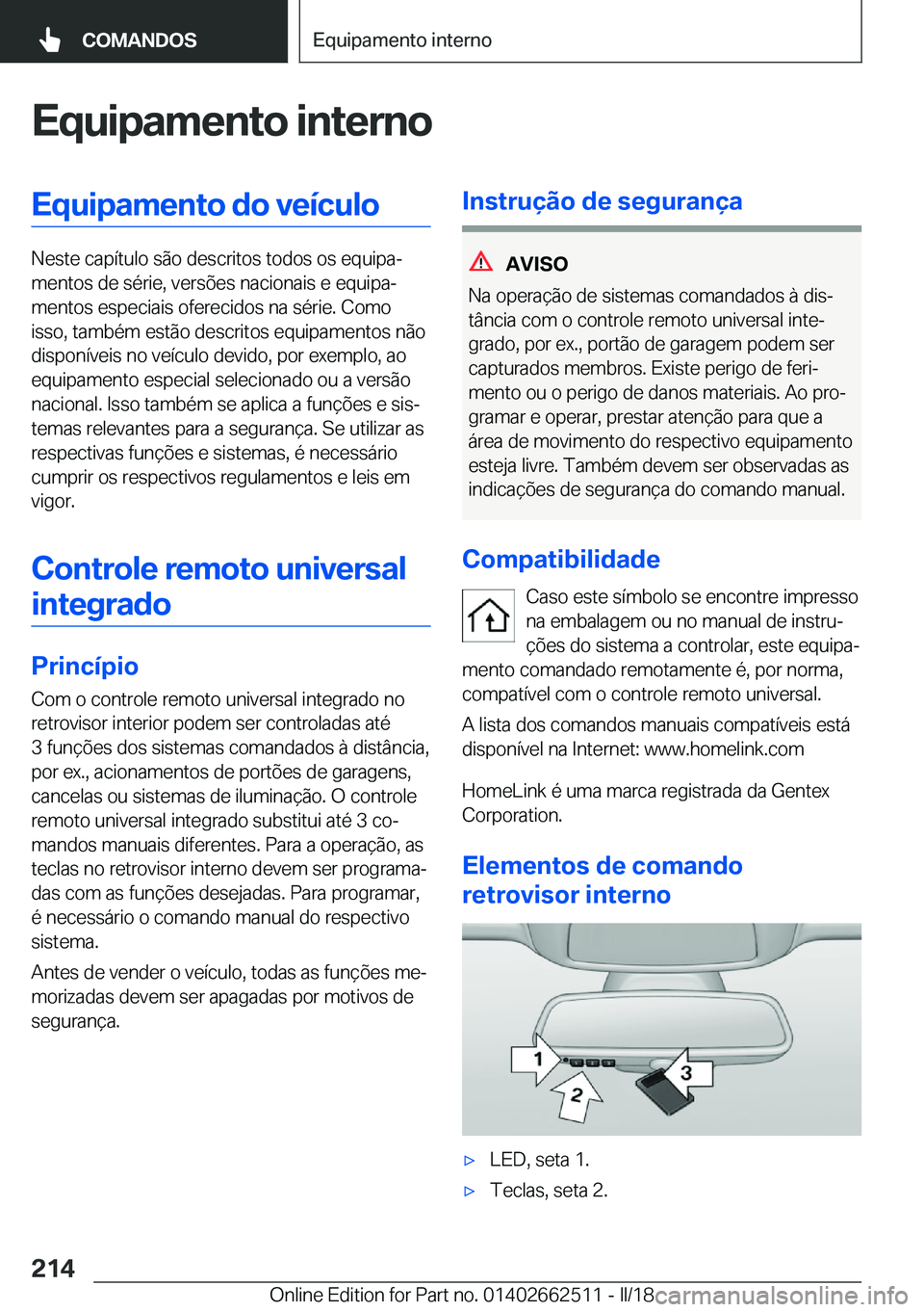 BMW X5 M 2018  Manual do condutor (in Portuguese) �E�q�u�i�p�a�m�e�n�t�o��i�n�t�e�r�n�o�E�q�u�i�p�a�m�e�n�t�o��d�o��v�e�