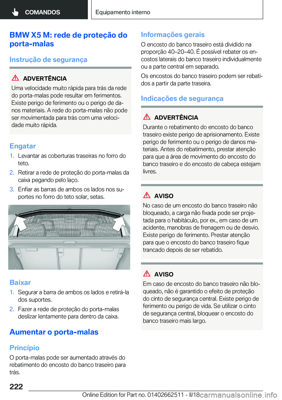 BMW X5 M 2018  Manual do condutor (in Portuguese) �B�M�W��X�5��M�:��r�e�d�e��d�e��p�r�o�t�e�