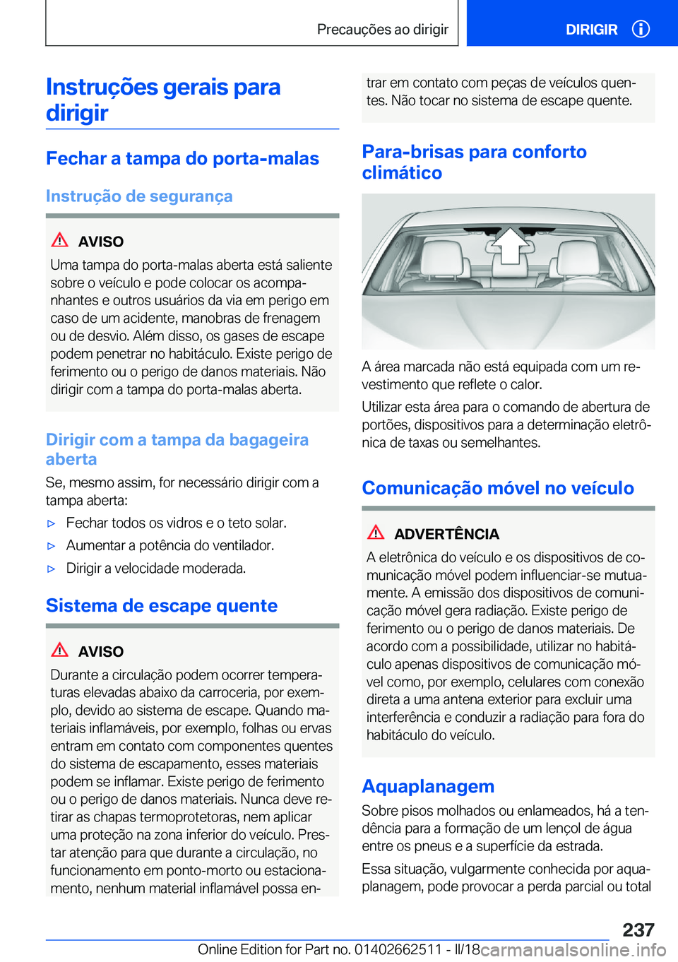 BMW X5 M 2018  Manual do condutor (in Portuguese) �I�n�s�t�r�u�