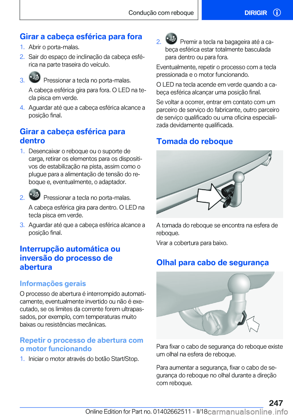 BMW X5 M 2018  Manual do condutor (in Portuguese) �G�i�r�a�r��a��c�a�b�e�
