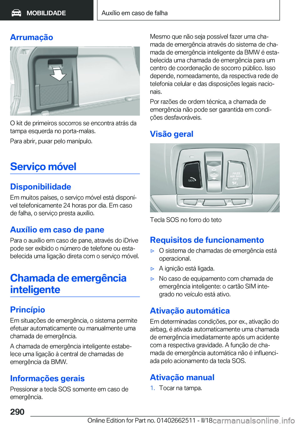 BMW X5 M 2018  Manual do condutor (in Portuguese) �A�r�r�u�m�a�