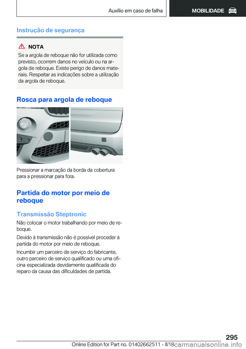 BMW X5 M 2018  Manual do condutor (in Portuguese) �I�n�s�t�r�u�