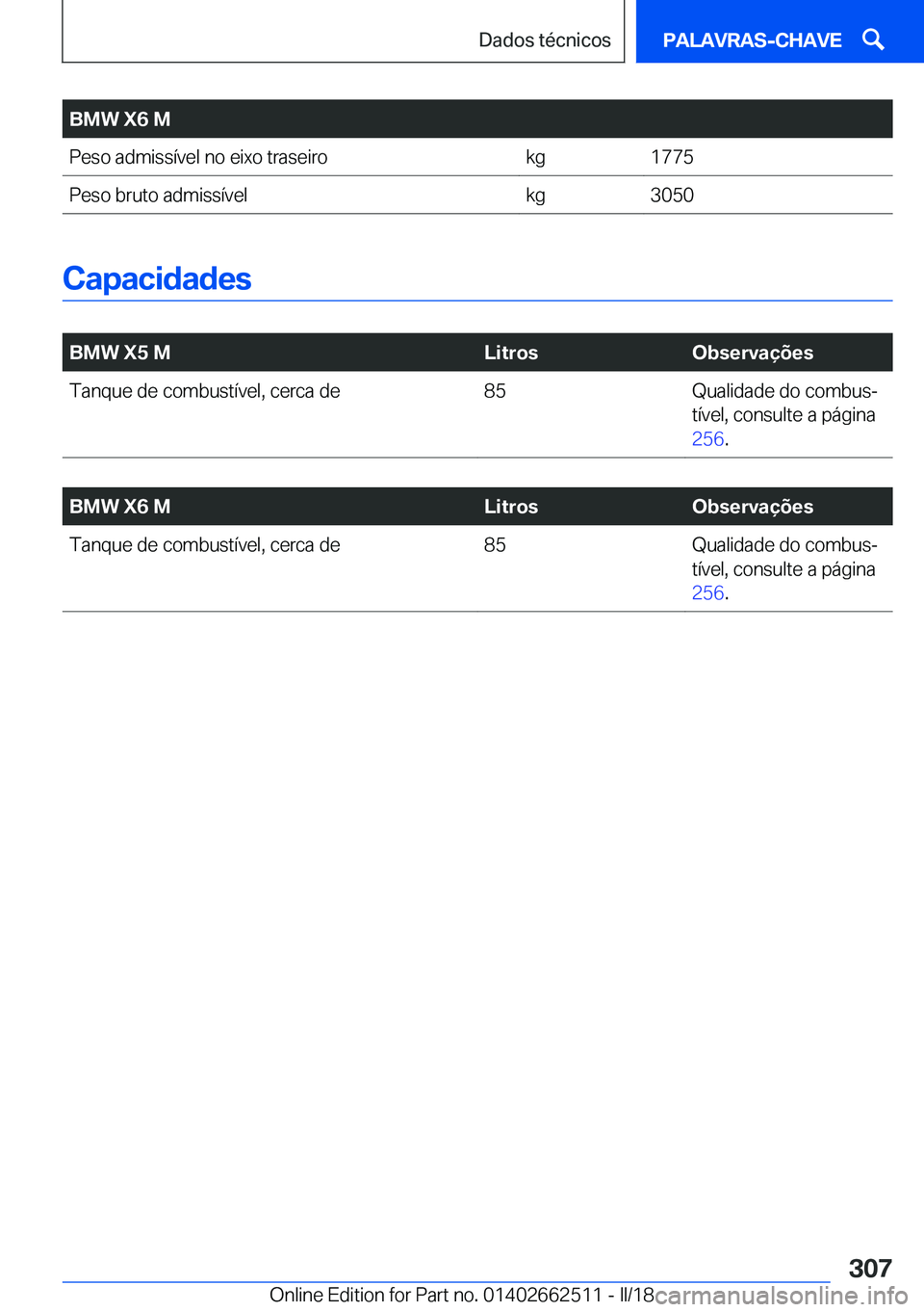 BMW X5 M 2018  Manual do condutor (in Portuguese) �B�M�W��X�6��M�P�e�s�o� �a�d�m�i�s�s�