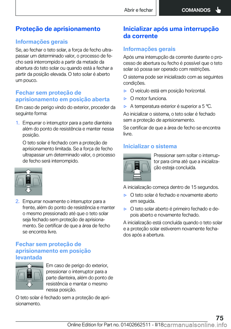 BMW X5 M 2018  Manual do condutor (in Portuguese) �P�r�o�t�e�