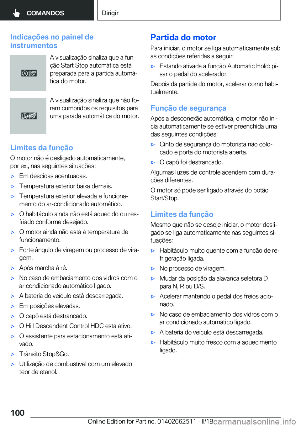 BMW X5 M 2018  Manual do condutor (in Portuguese) �I�n�d�i�c�a�