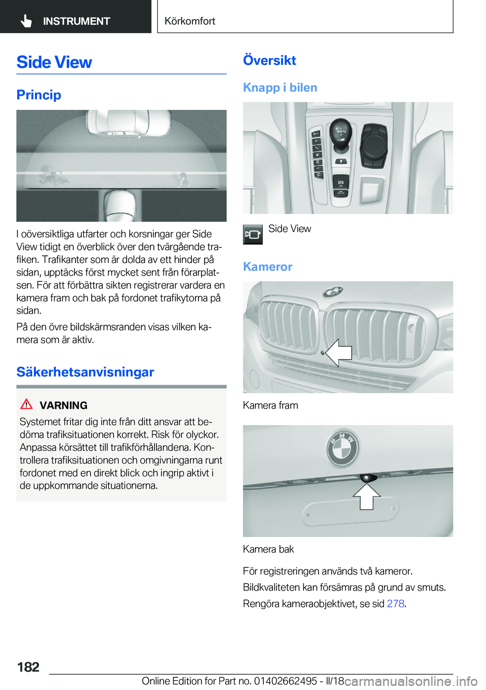 BMW X5 M 2018  InstruktionsbÖcker (in Swedish) �S�i�d�e��V�i�e�w
�P�r�i�n�c�i�p
�I� �o�
