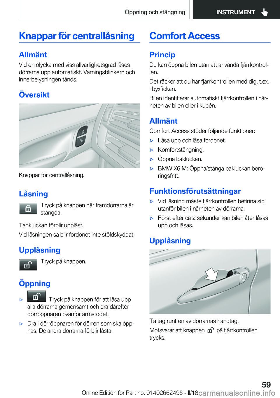 BMW X5 M 2018  InstruktionsbÖcker (in Swedish) �K�n�a�p�p�a�r��f�