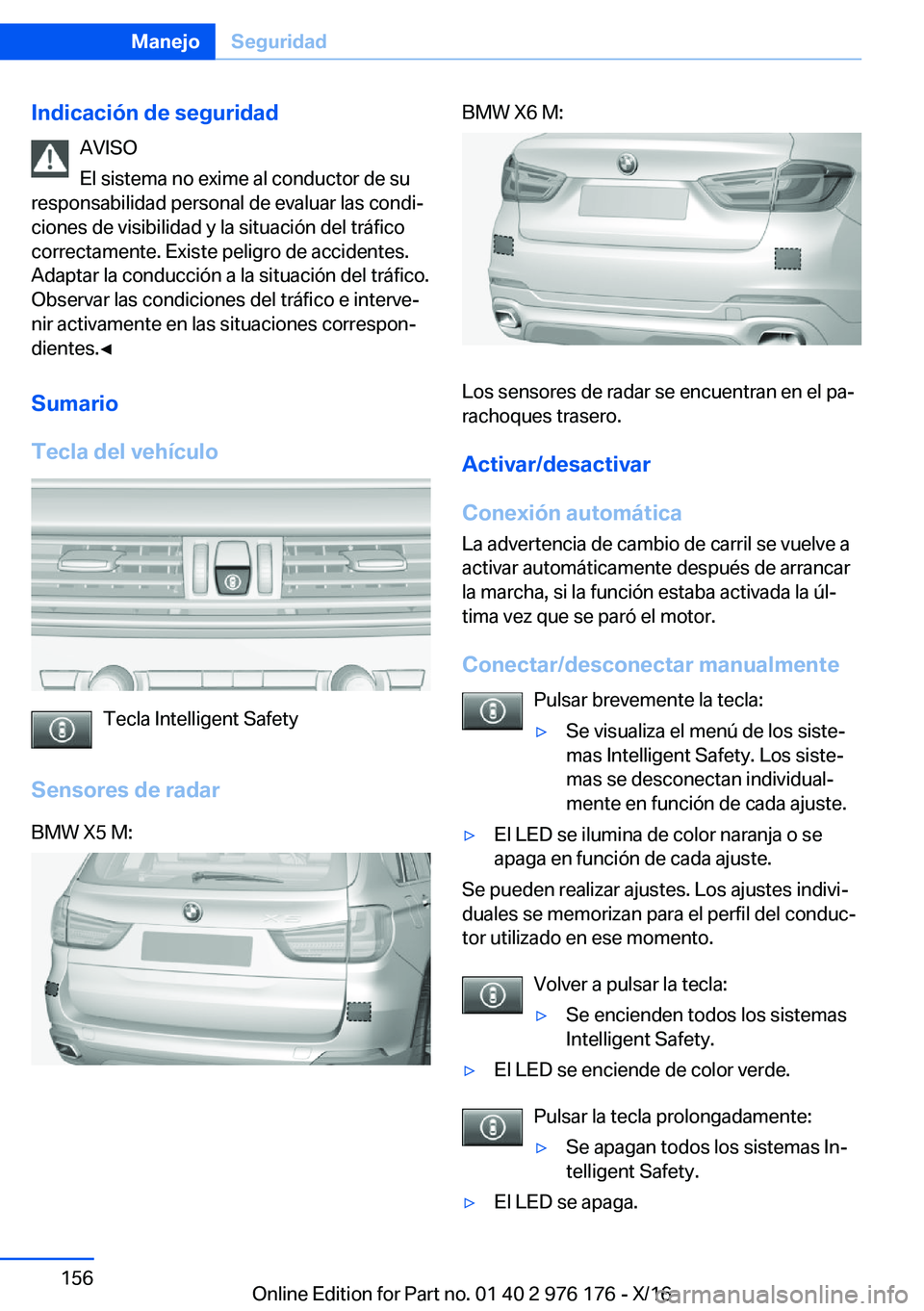 BMW X5 M 2017  Manuales de Empleo (in Spanish) �I�n�d�i�c�a�c�i�