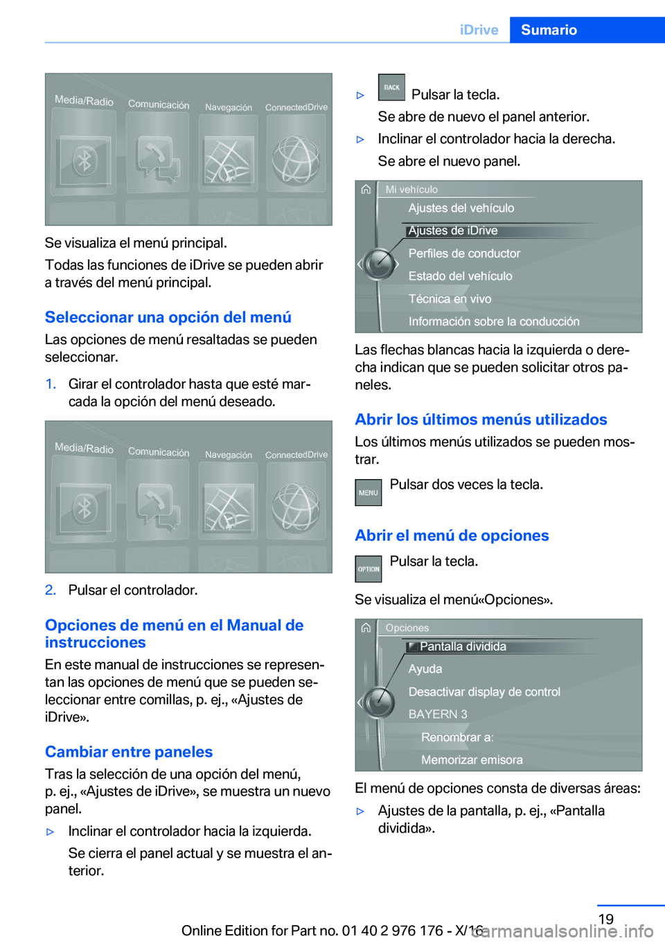 BMW X5 M 2017  Manuales de Empleo (in Spanish) �S�e� �v�i�s�u�a�l�i�z�a� �e�l� �m�e�n�