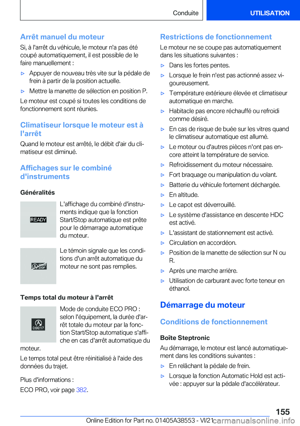 BMW X6 2022  Notices Demploi (in French) �A�r�r�ê�t��m�a�n�u�e�l��d�u��m�o�t�e�u�r�S�i�,��
