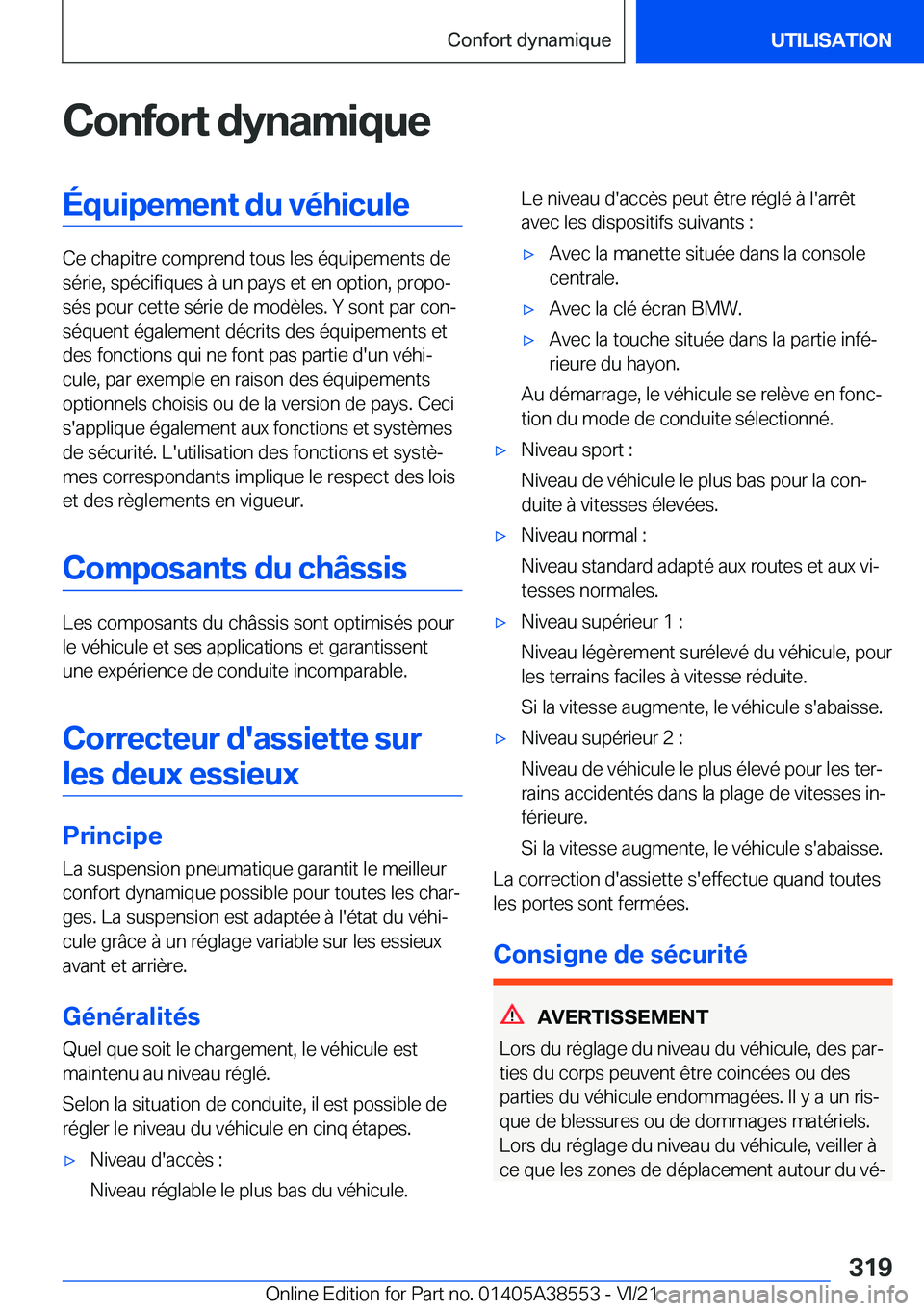 BMW X6 2022  Notices Demploi (in French) �C�o�n�f�o�r�t��d�y�n�a�m�i�q�u�e�