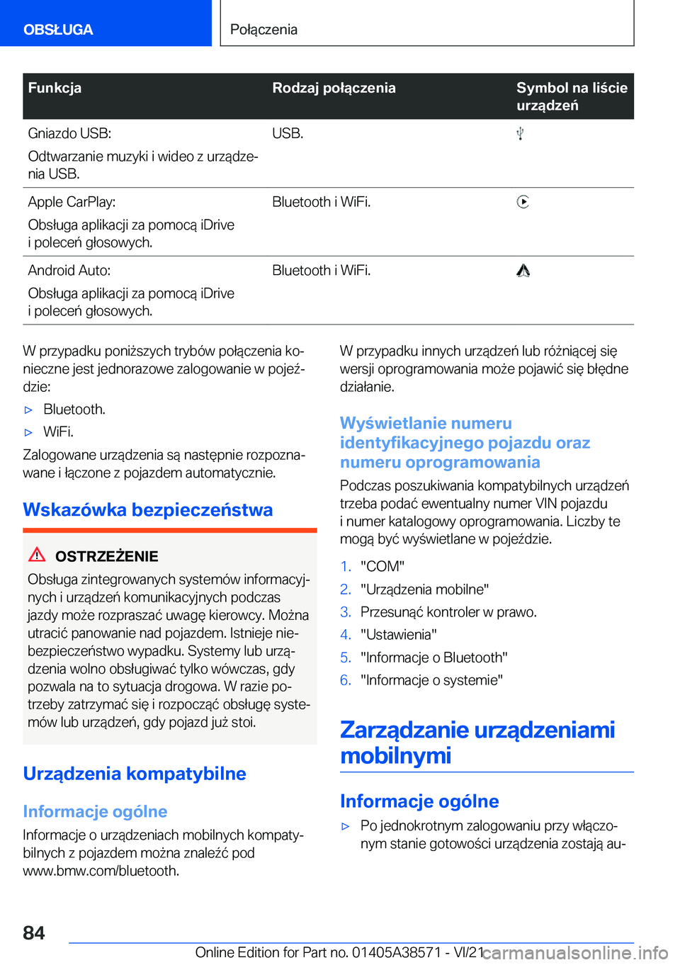 BMW X6 2022  Instrukcja obsługi (in Polish) �F�u�n�k�c�j�a�R�o�d�z�a�j��p�o�ł�ą�c�z�e�n�i�a�S�y�m�b�o�l��n�a��l�i�c�i�e
�u�r�z�ą�d�z�e�