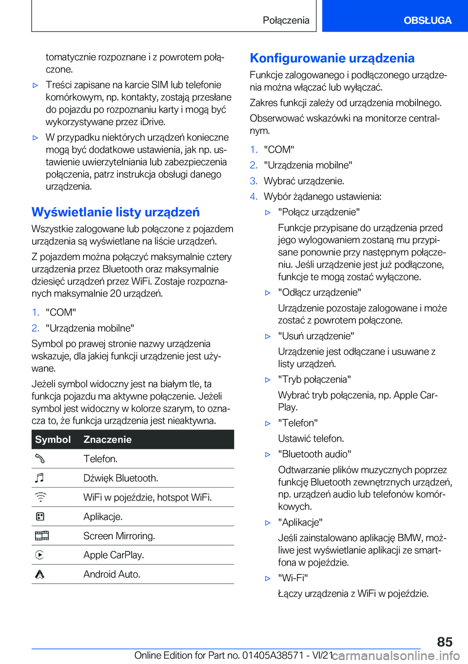 BMW X6 2022  Instrukcja obsługi (in Polish) �t�o�m�a�t�y�c�z�n�i�e��r�o�z�p�o�z�n�a�n�e��i��z��p�o�w�r�o�t�e�m��p�o�ł�