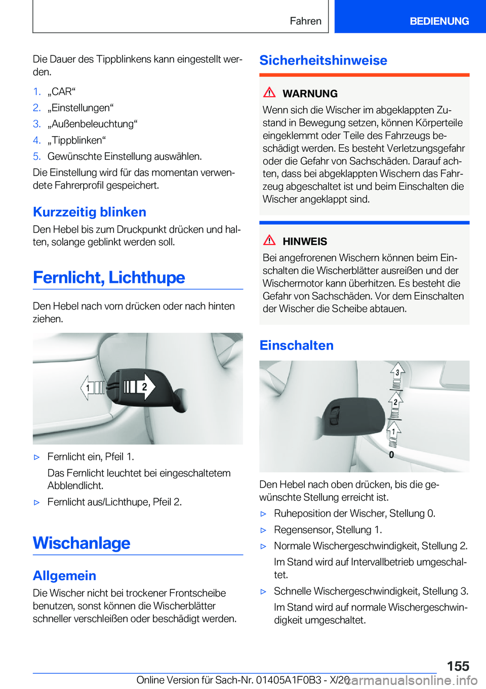 BMW X6 2021  Betriebsanleitungen (in German) �D�i�e��D�a�u�e�r��d�e�s��T�i�p�p�b�l�i�n�k�e�n�s��k�a�n�n��e�i�n�g�e�s�t�e�l�l�t��w�e�rj
�d�e�n�.�1�.x�C�A�Rv�2�.x�E�i�n�s�t�e�l�l�u�n�g�e�nv�3�.x�A�u�
