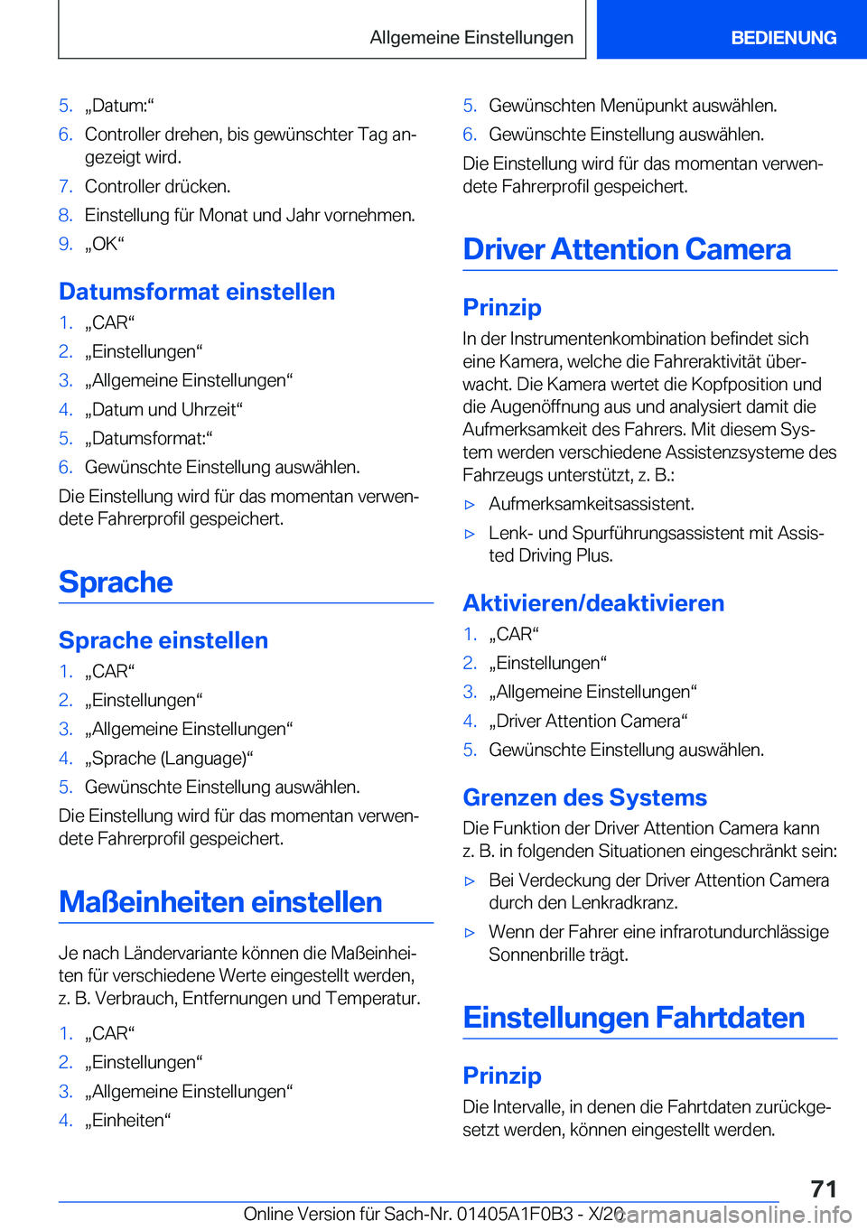 BMW X6 2021  Betriebsanleitungen (in German) �5�.x�D�a�t�u�m�:v�6�.�C�o�n�t�r�o�l�l�e�r��d�r�e�h�e�n�,��b�i�s��g�e�w�