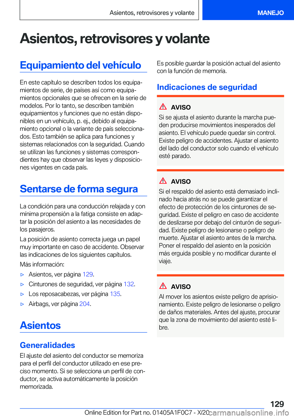 BMW X6 2021  Manuales de Empleo (in Spanish) �A�s�i�e�n�t�o�s�,��r�e�t�r�o�v�i�s�o�r�e�s��y��v�o�l�a�n�t�e�E�q�u�i�p�a�m�i�e�n�t�o��d�e�l��v�e�h�