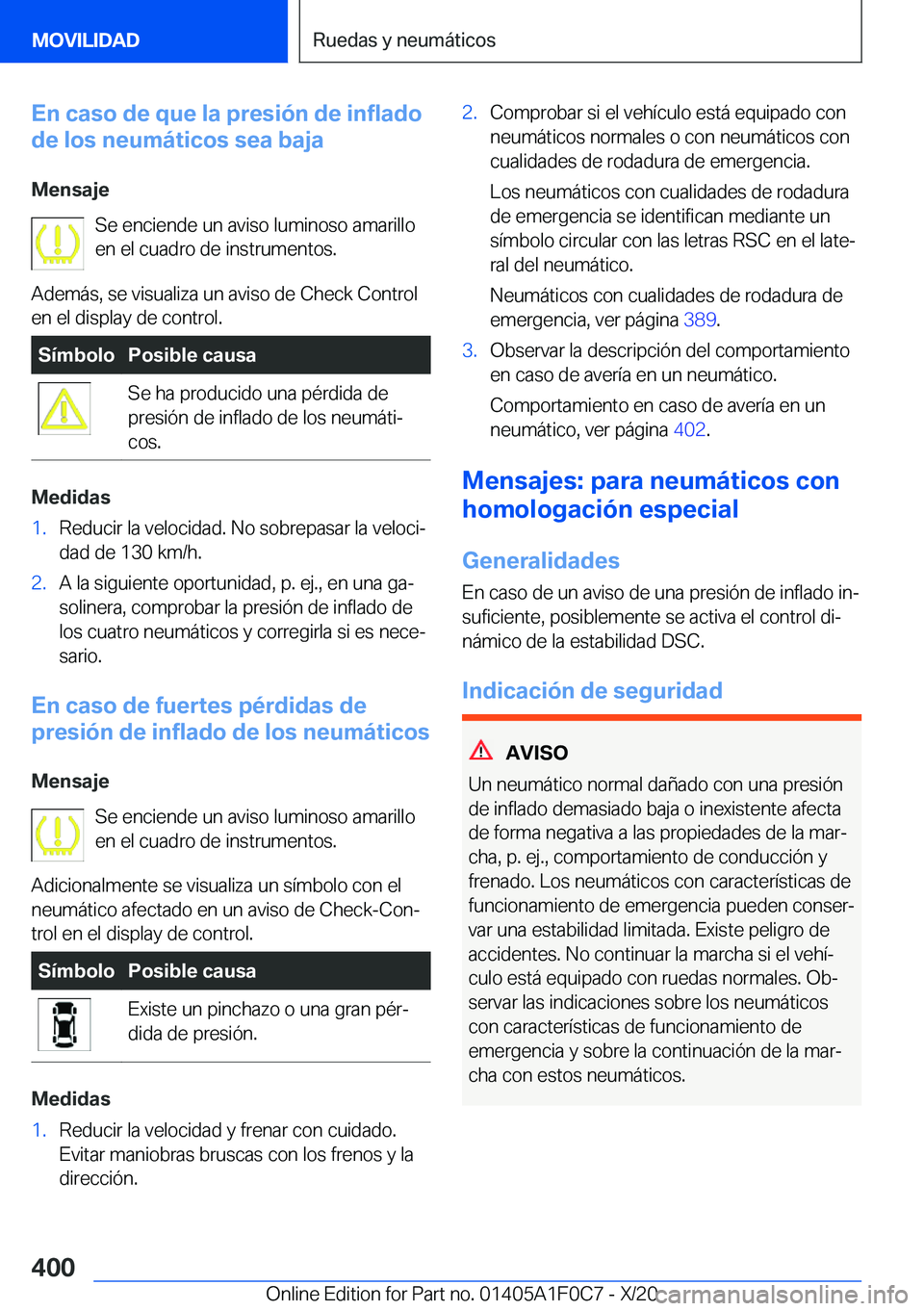 BMW X6 2021  Manuales de Empleo (in Spanish) �E�n��c�a�s�o��d�e��q�u�e��l�a��p�r�e�s�i�