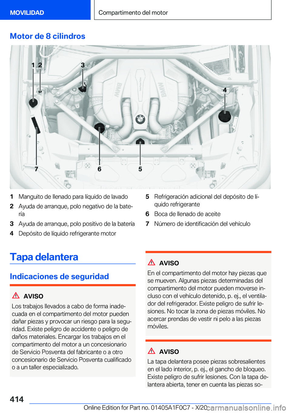 BMW X6 2021  Manuales de Empleo (in Spanish) �M�o�t�o�r��d�e��8��c�i�l�i�n�d�r�o�s�1�M�a�n�g�u�i�t�o��d�e��l�l�e�n�a�d�o��p�a�r�a��l�